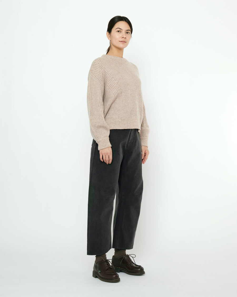 Striped Poet Sleeves Sweater - FW25 - Taupe Sand