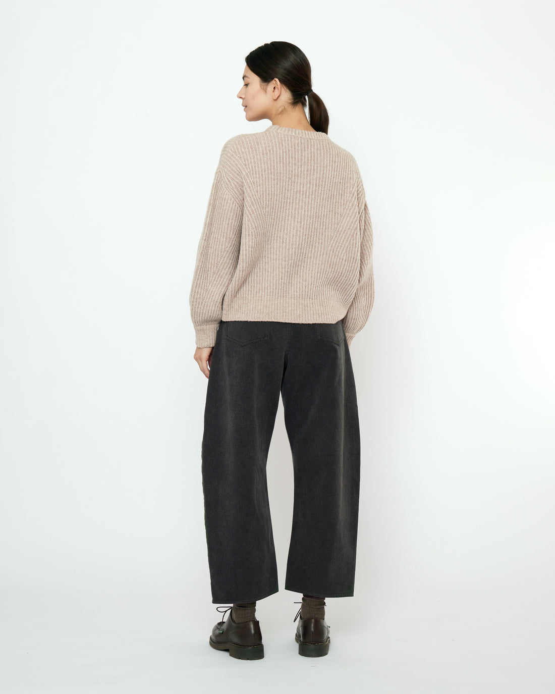 Striped Poet Sleeves Sweater - FW25 - Taupe Sand