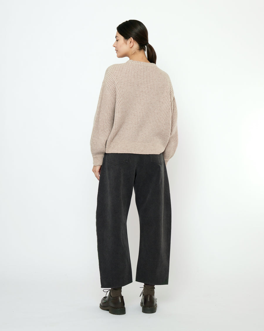 Striped Poet Sleeves Sweater - FW25 - Taupe Sand