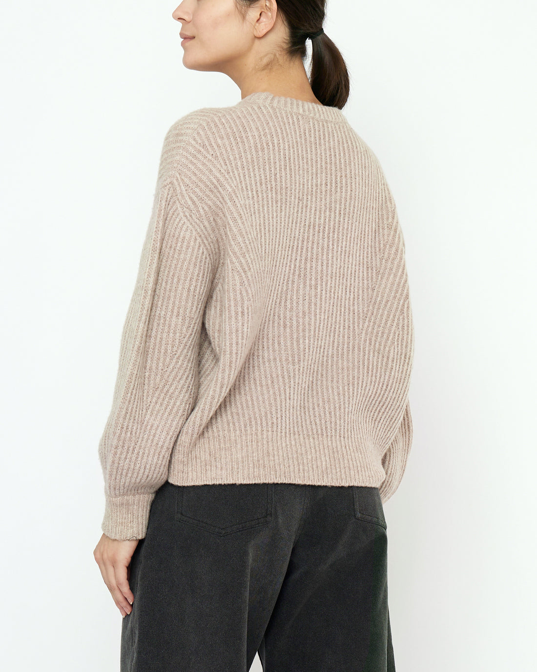 Striped Poet Sleeves Sweater - FW25 - Taupe Sand