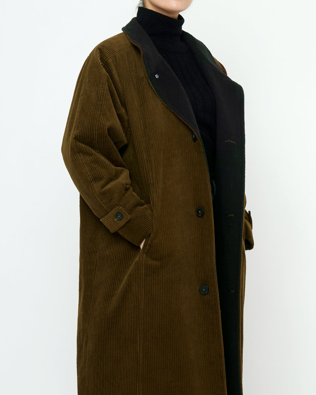 Padded Corduroy Fleece Coat - FW25 - Deep Olive