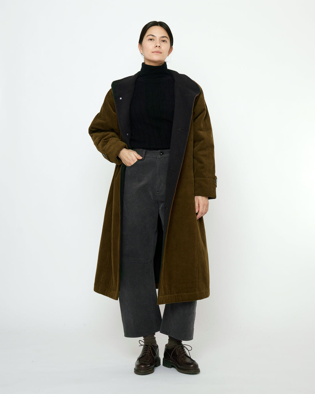 Padded Corduroy Fleece Coat - FW25 - Deep Olive