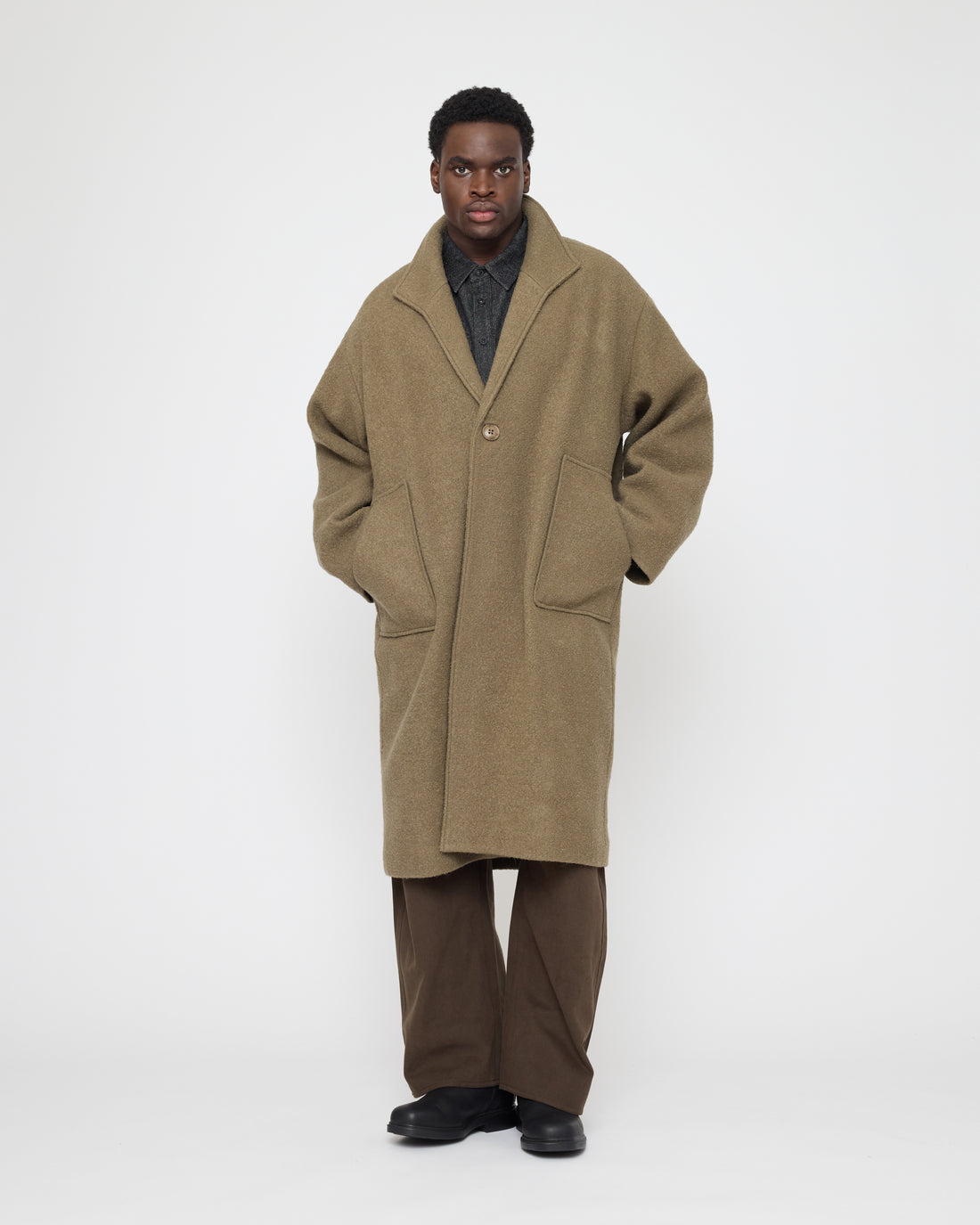 Lapel Wool Coat - FW26 - Sand Kelp