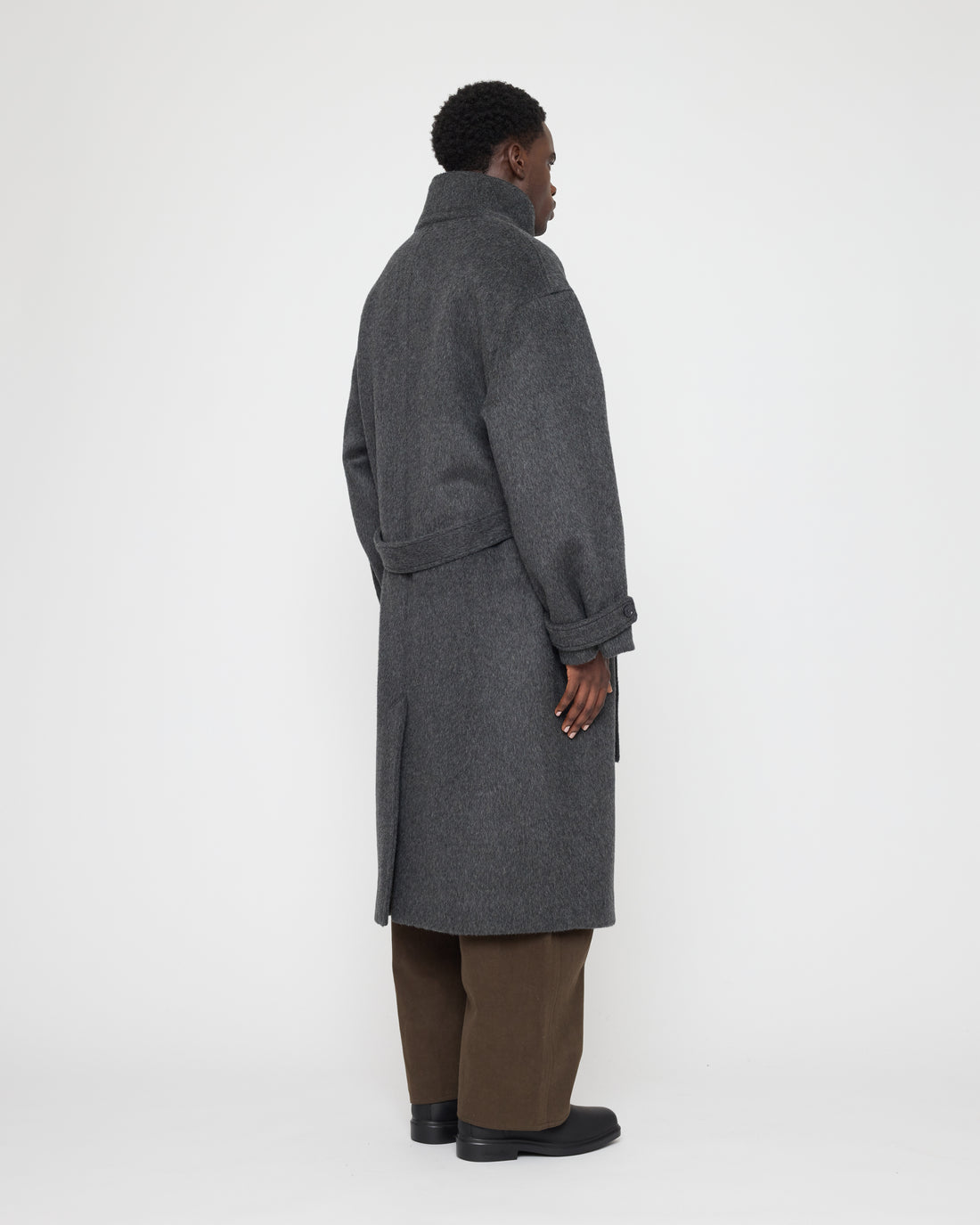 Tall Collar Long Wool Coat - FW26 - Charcoal