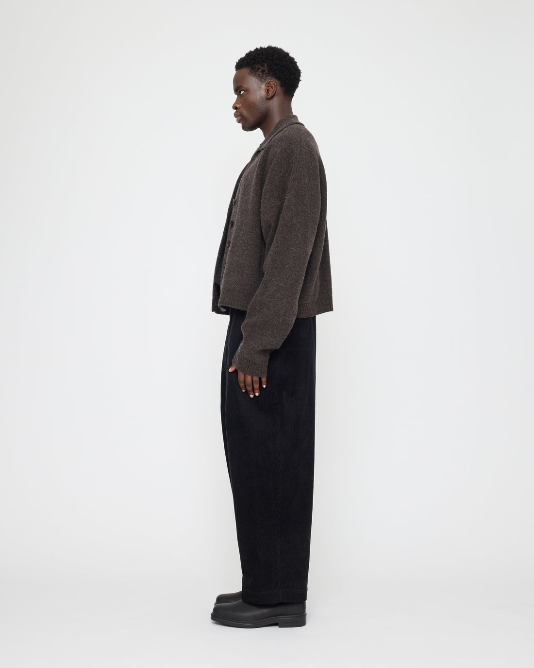 Collared Cropped Cardigan - FW26 - Espresso