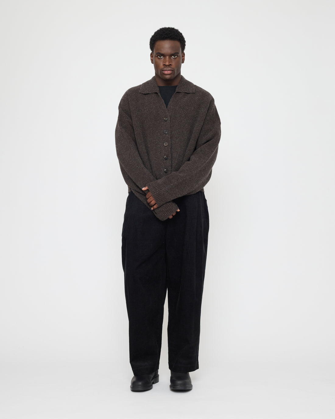 Collared Cropped Cardigan - FW26 - Espresso