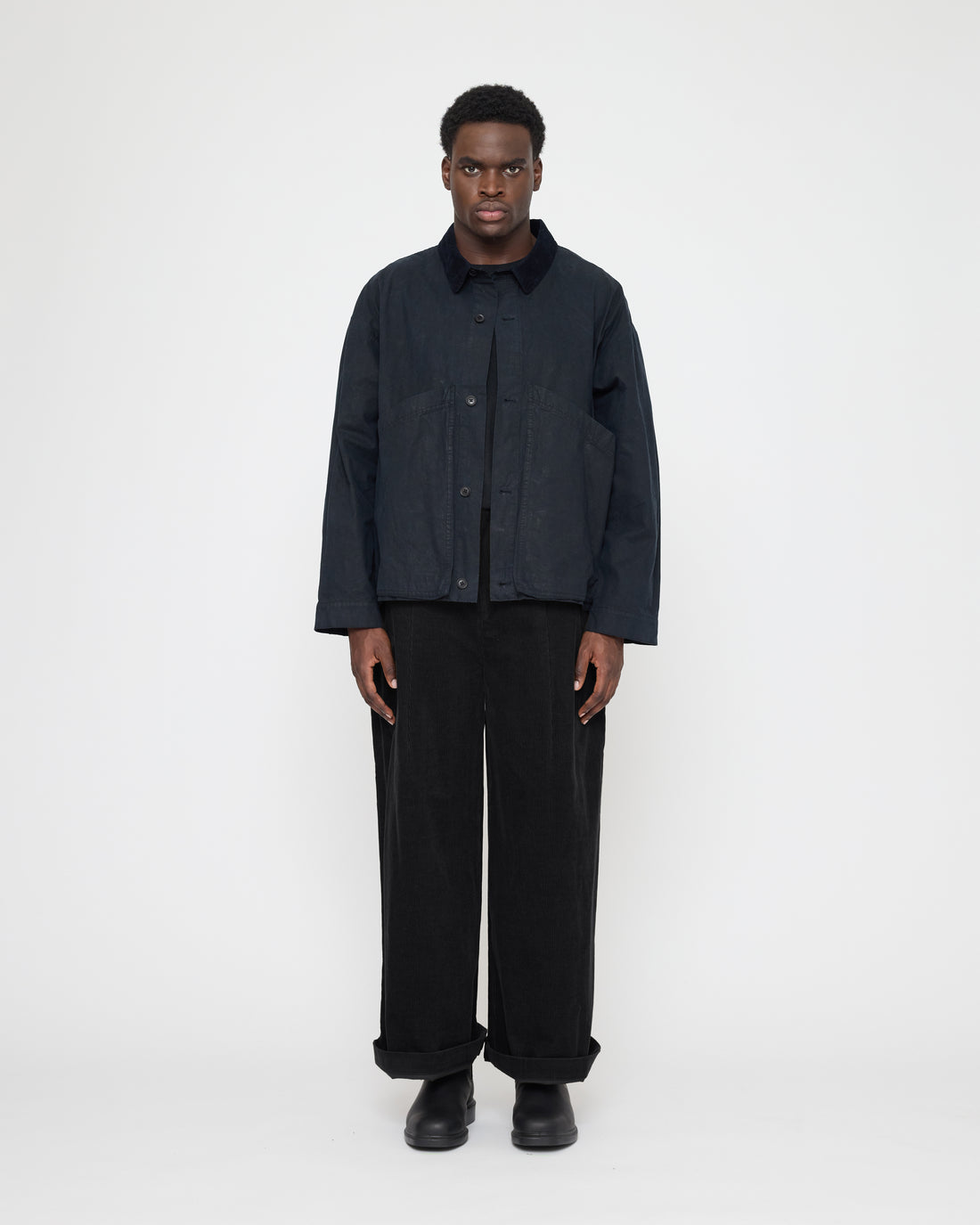 Panel Pockets Shirt Jacket - Waxed Edition - FW26 - Navy Black