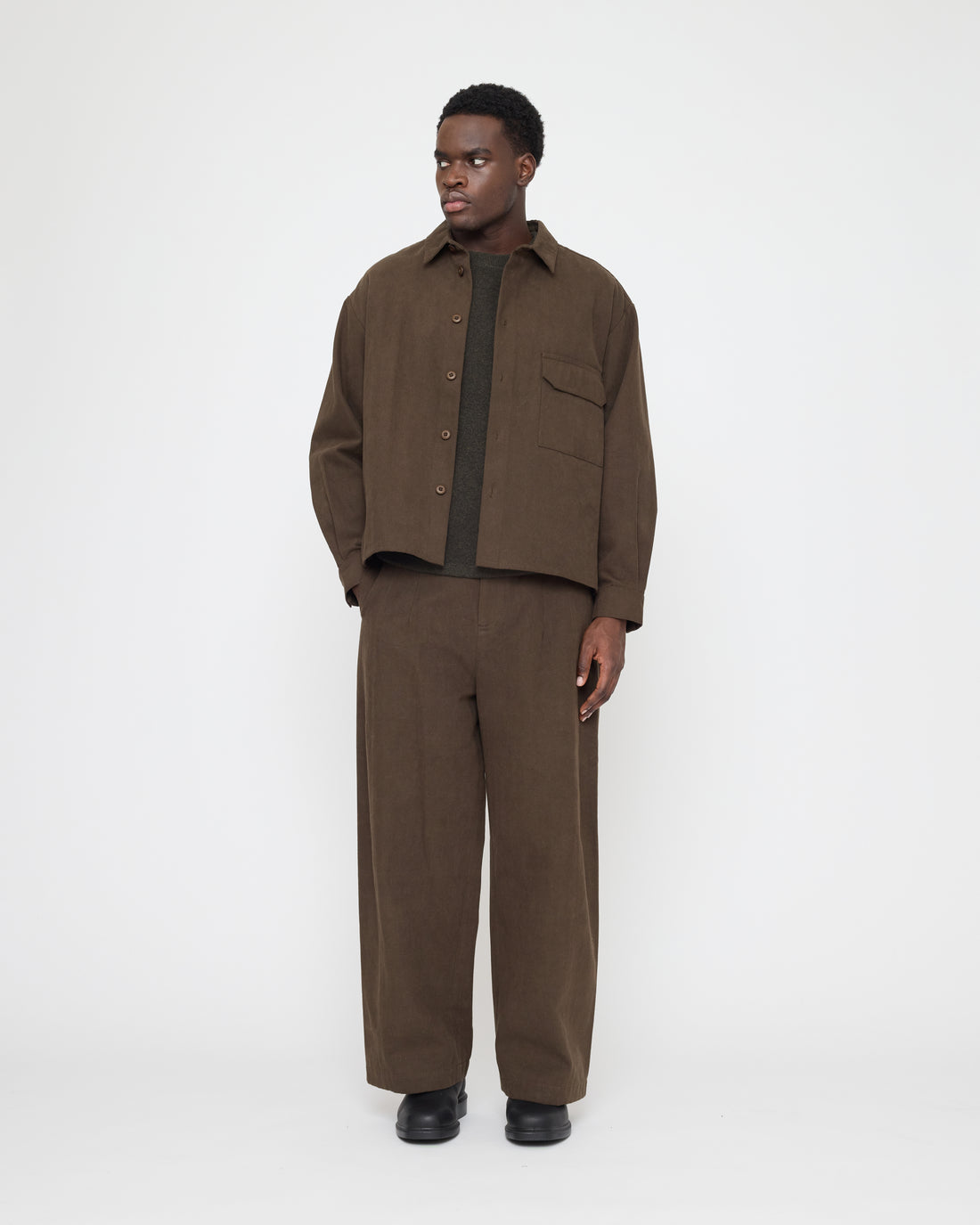 Signature Flat Hem Shirt - Brushed Canvas Edition - Taupe Brown