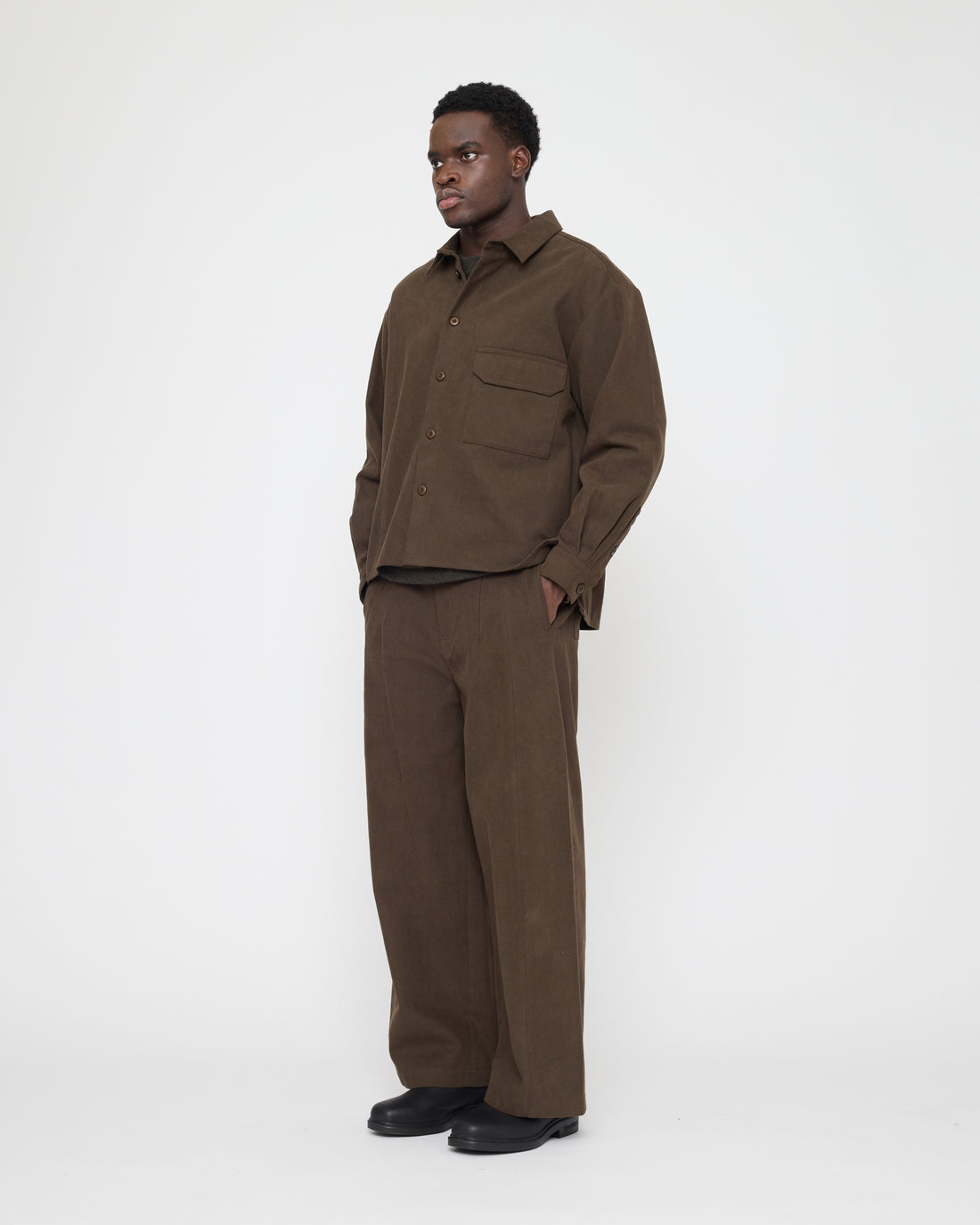 Signature Flat Hem Shirt - Brushed Canvas Edition - Taupe Brown