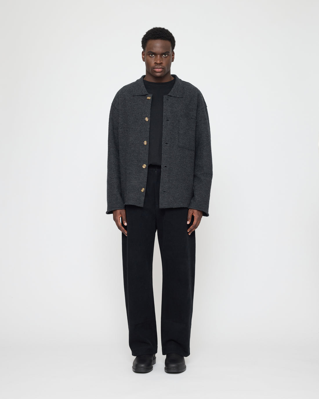 Signature Boiled Wool Shirt - Charcoal
