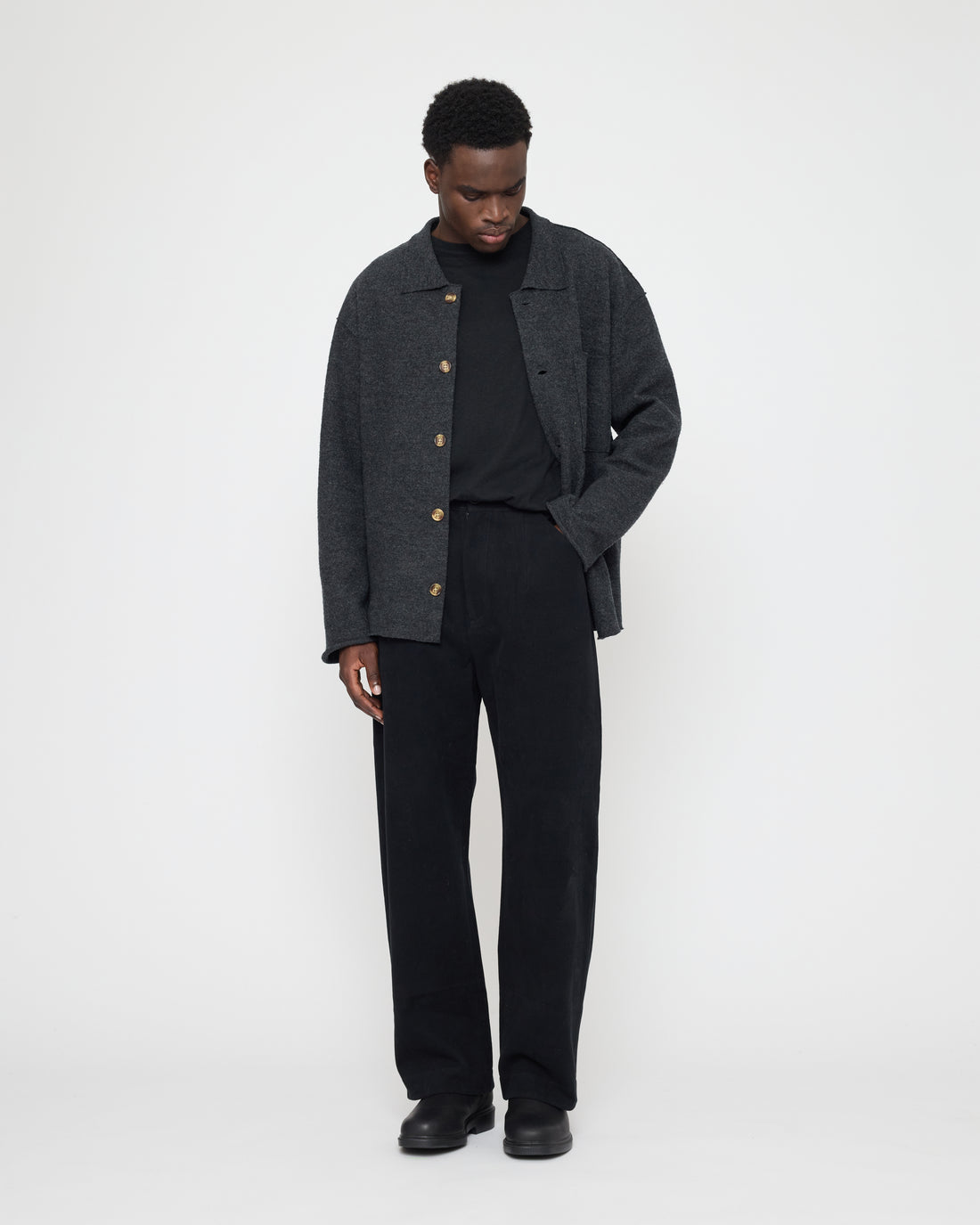 Signature Boiled Wool Shirt - Charcoal