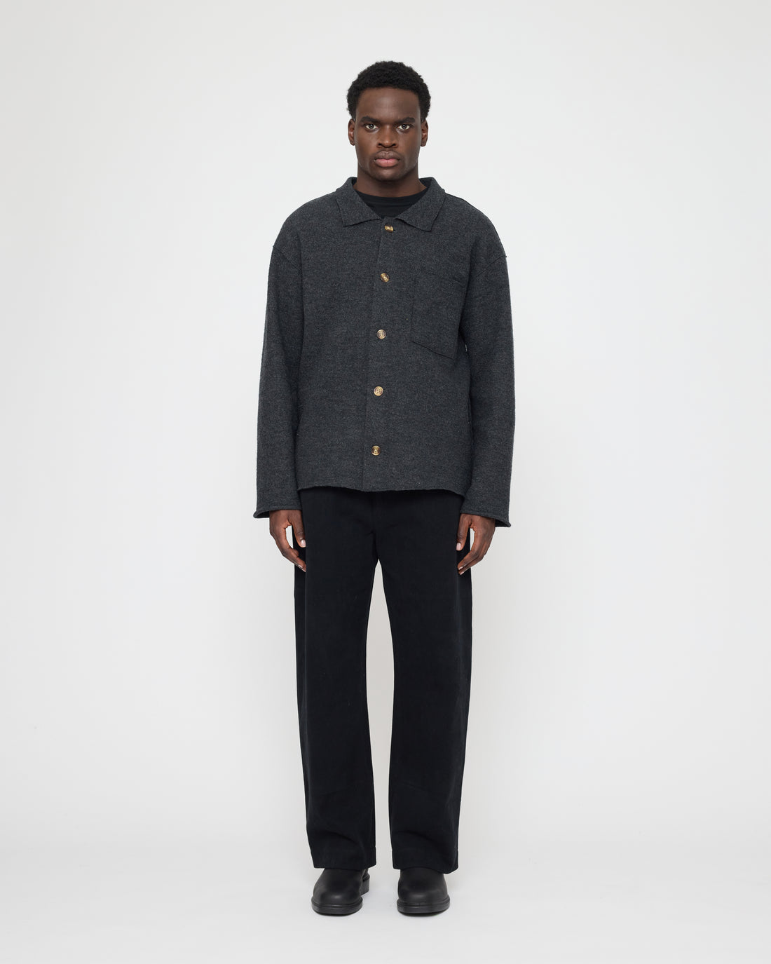 Signature Boiled Wool Shirt - Charcoal