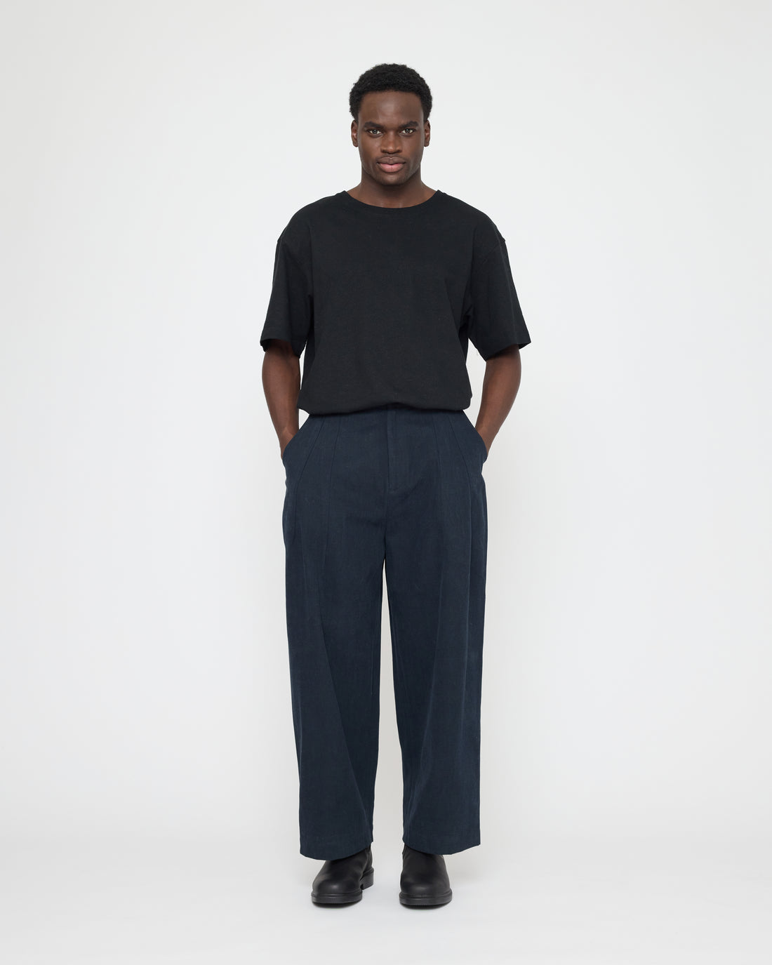 Signature Pleated Trouser - Brushed Canvas Edition - Navy