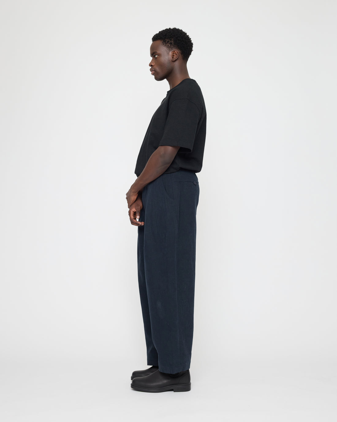 Signature Pleated Trouser - Brushed Canvas Edition - Navy