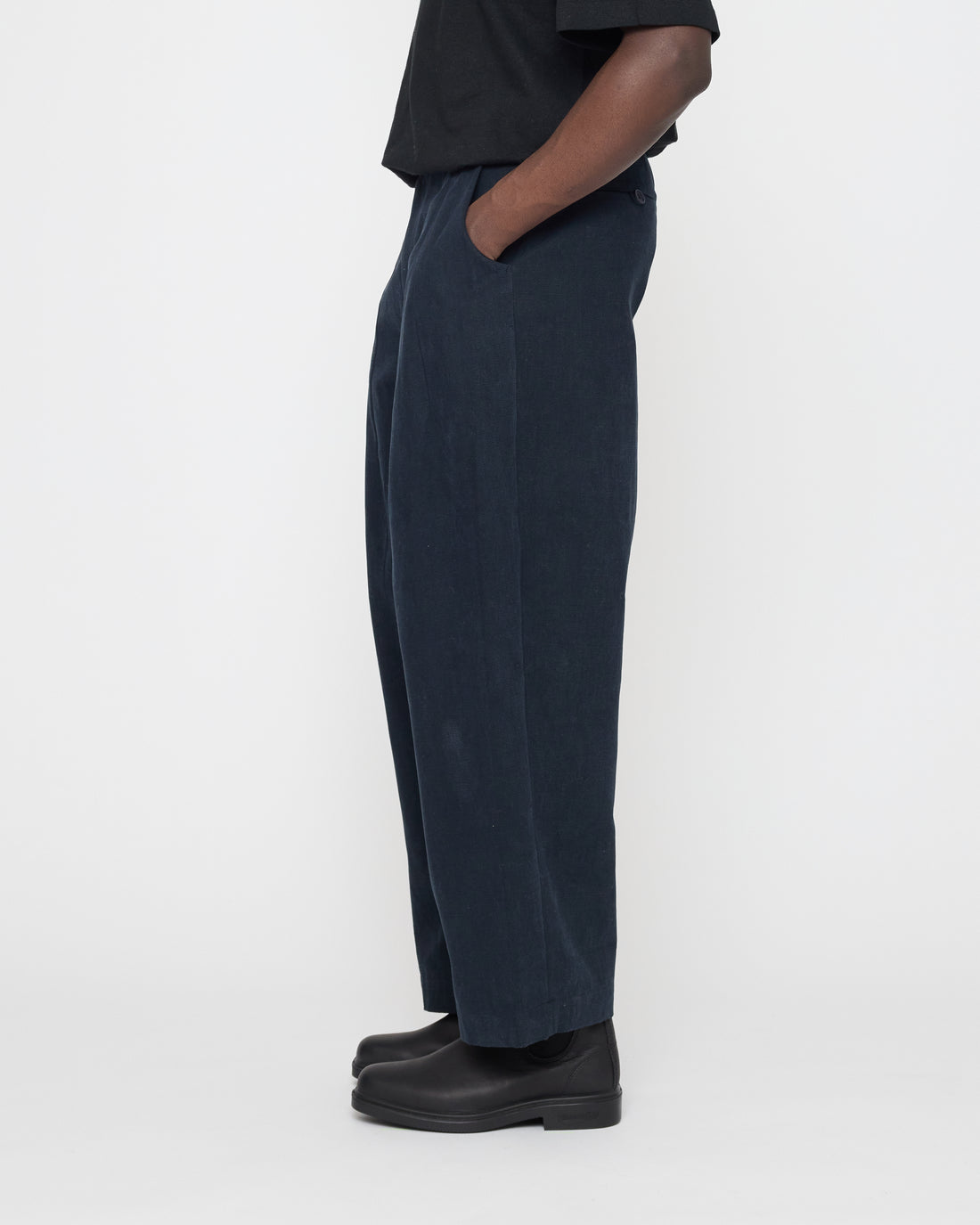 Signature Pleated Trouser - Brushed Canvas Edition - Navy