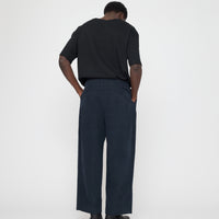 Signature Pleated Trouser - Brushed Canvas Edition - Navy
