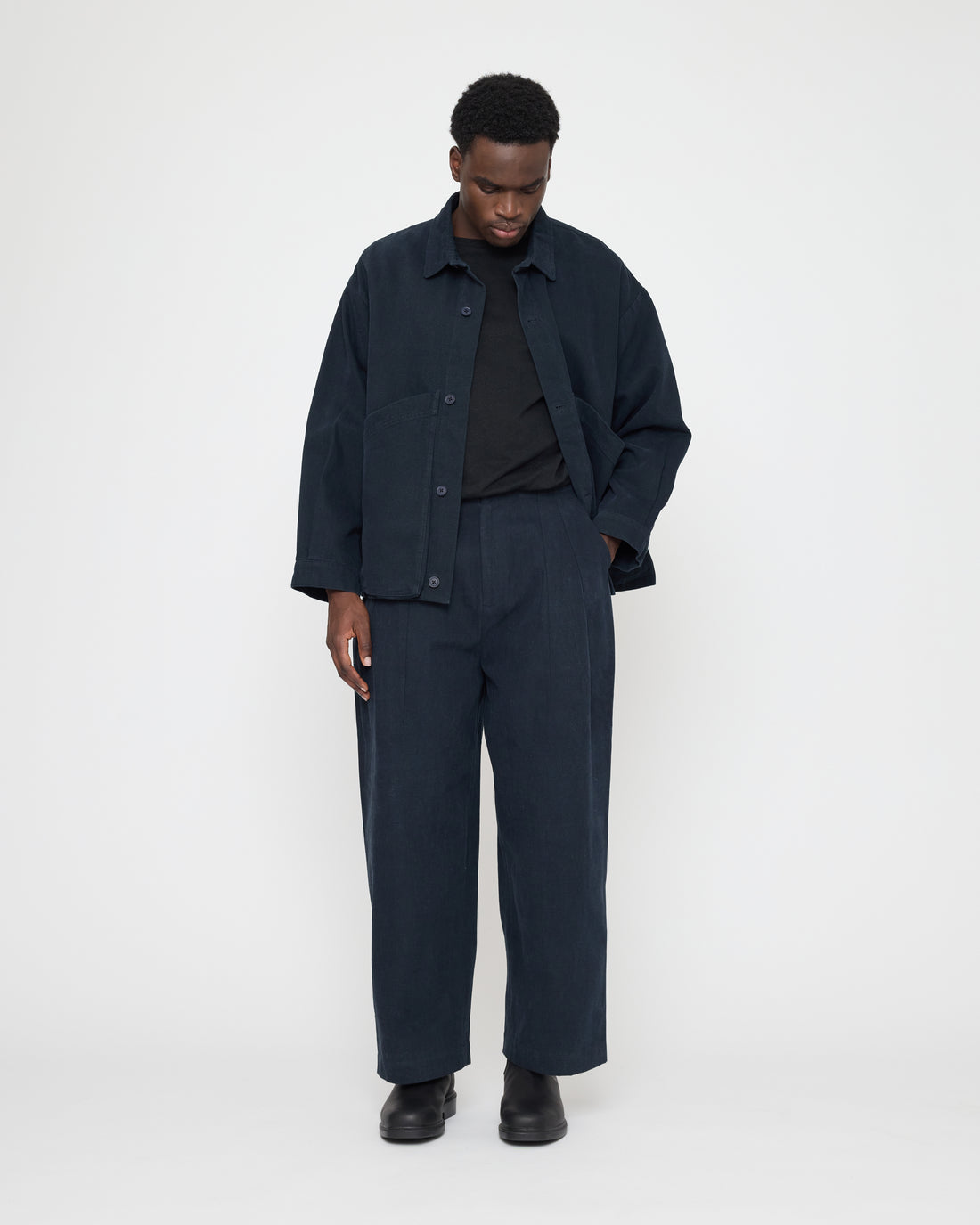 Signature Panel Pockets Shirt Jacket - Brushed Canvas Edition - Navy