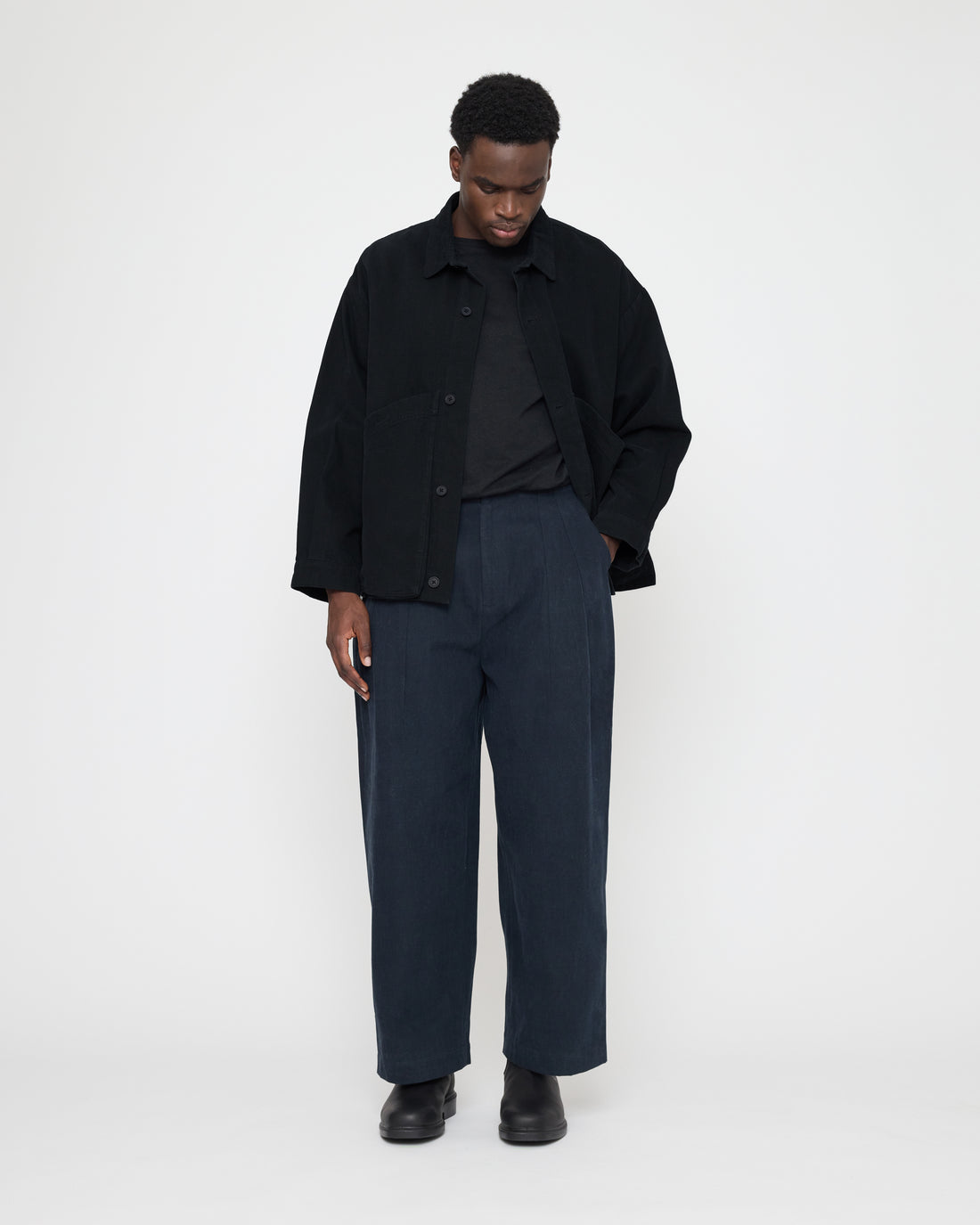 Signature Panel Pockets Shirt Jacket - Brushed Canvas Edition - Black