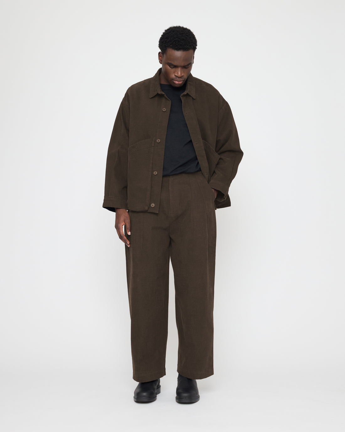 Signature Panel Pockets Shirt Jacket - Brushed Canvas Edition - Taupe Brown