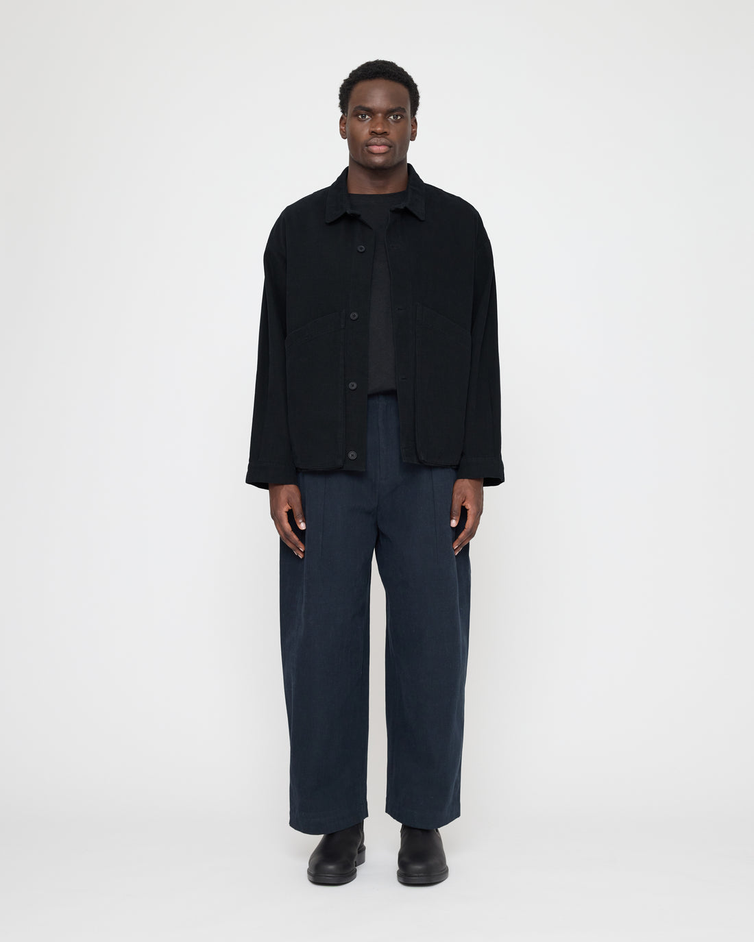 Signature Panel Pockets Shirt Jacket - Brushed Canvas Edition - Black