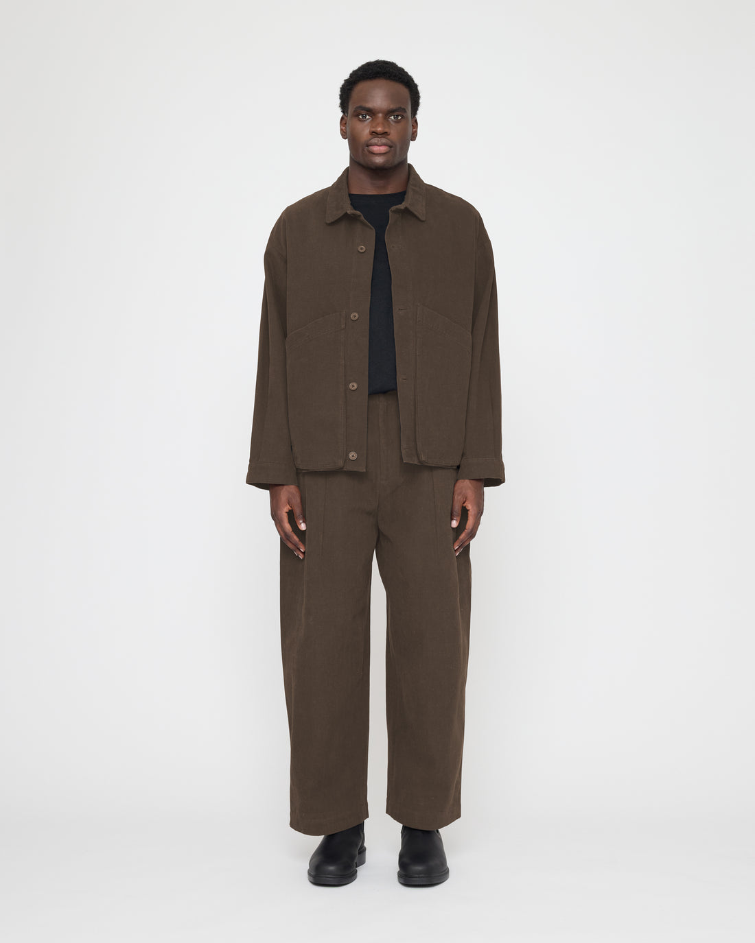 Signature Panel Pockets Shirt Jacket - Brushed Canvas Edition - Taupe Brown