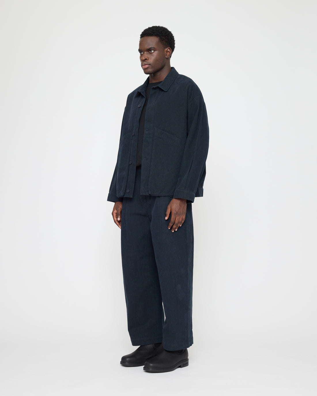 Signature Panel Pockets Shirt Jacket - Brushed Canvas Edition - Navy