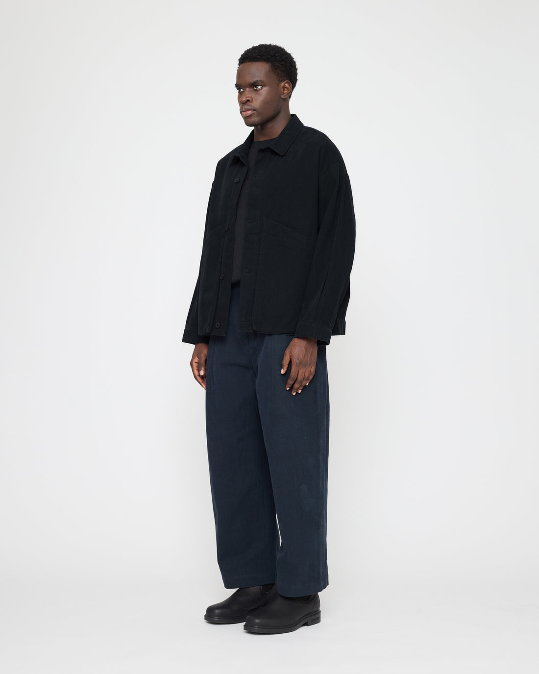 Signature Panel Pockets Shirt Jacket - Brushed Canvas Edition - Black