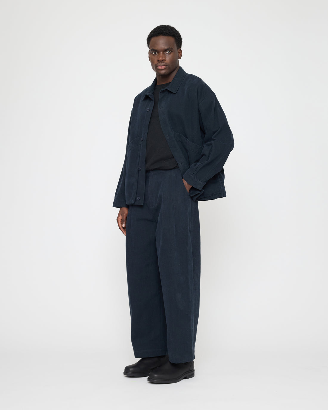 Signature Panel Pockets Shirt Jacket - Brushed Canvas Edition - Navy
