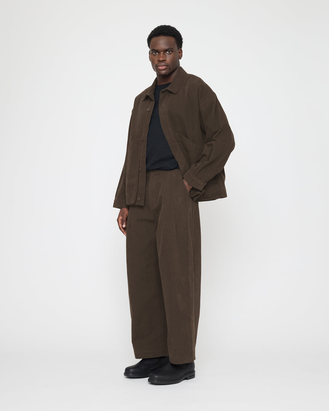 Signature Panel Pockets Shirt Jacket - Brushed Canvas Edition - Taupe Brown