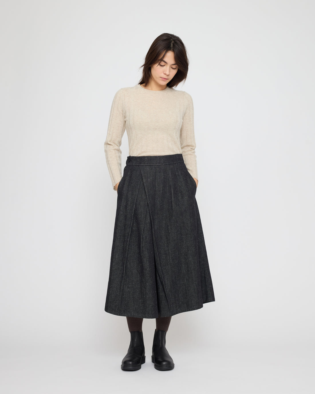 Pleated Culotte - Soft Denim Edition - FW26 - Black