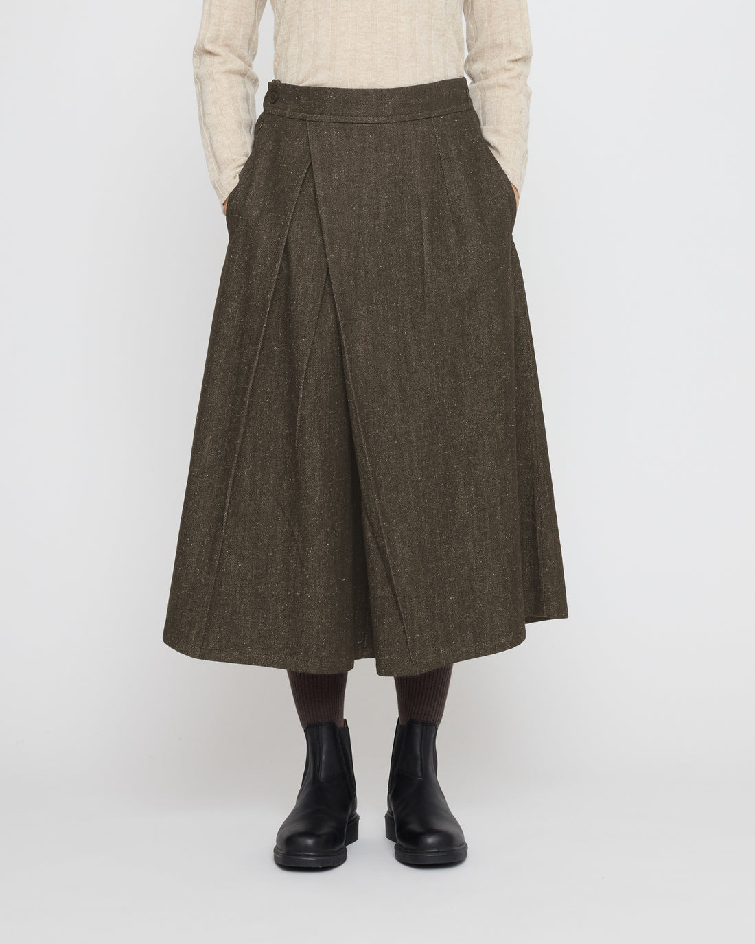 Pleated Culotte - Soft Denim Edition - FW26 - Olive