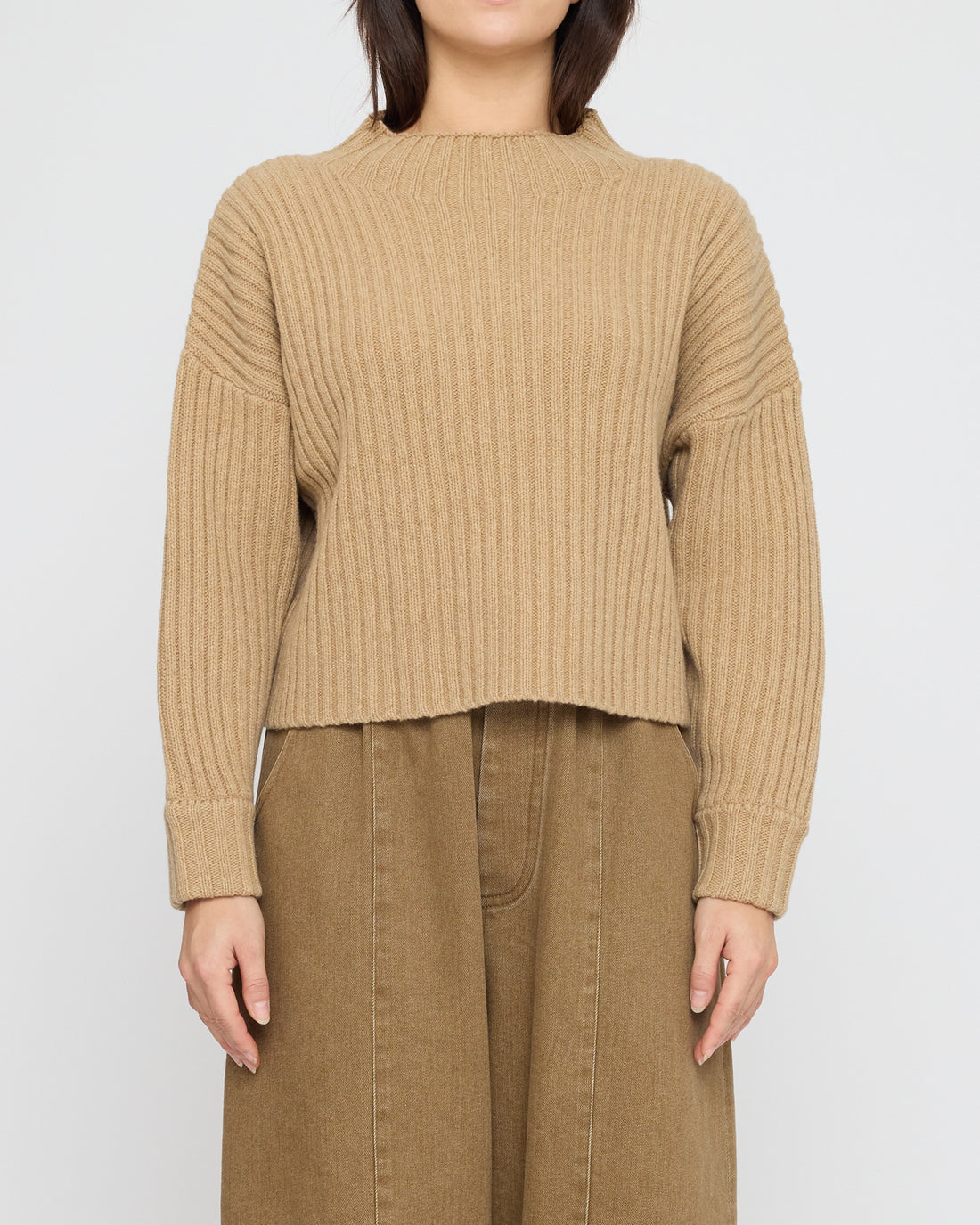 Chunky Ribbed Mock Neck - FW26 -Caramel