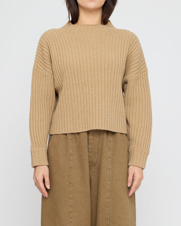 Chunky Ribbed Mock Neck - FW26 -Caramel