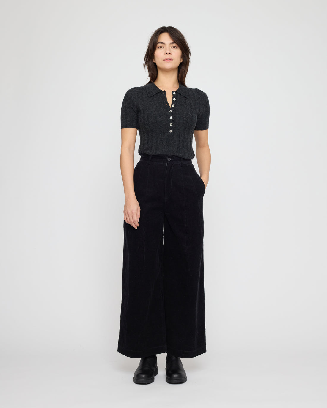 Collared Short Sleeves - FW26 - Charcoal