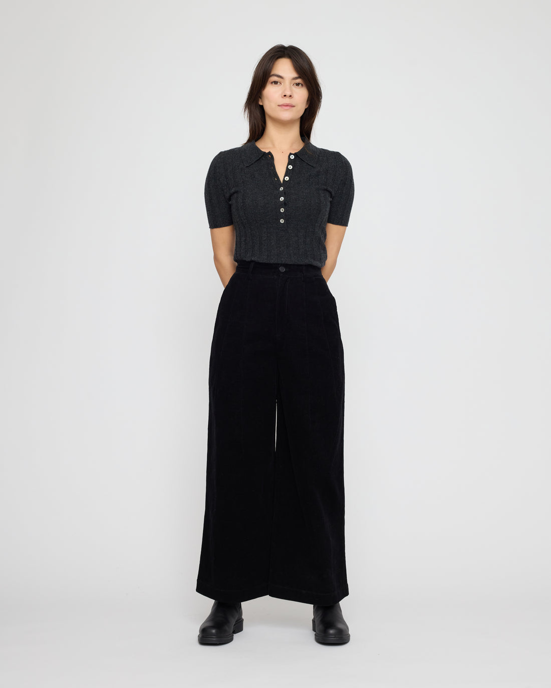Collared Short Sleeves - FW26 - Charcoal