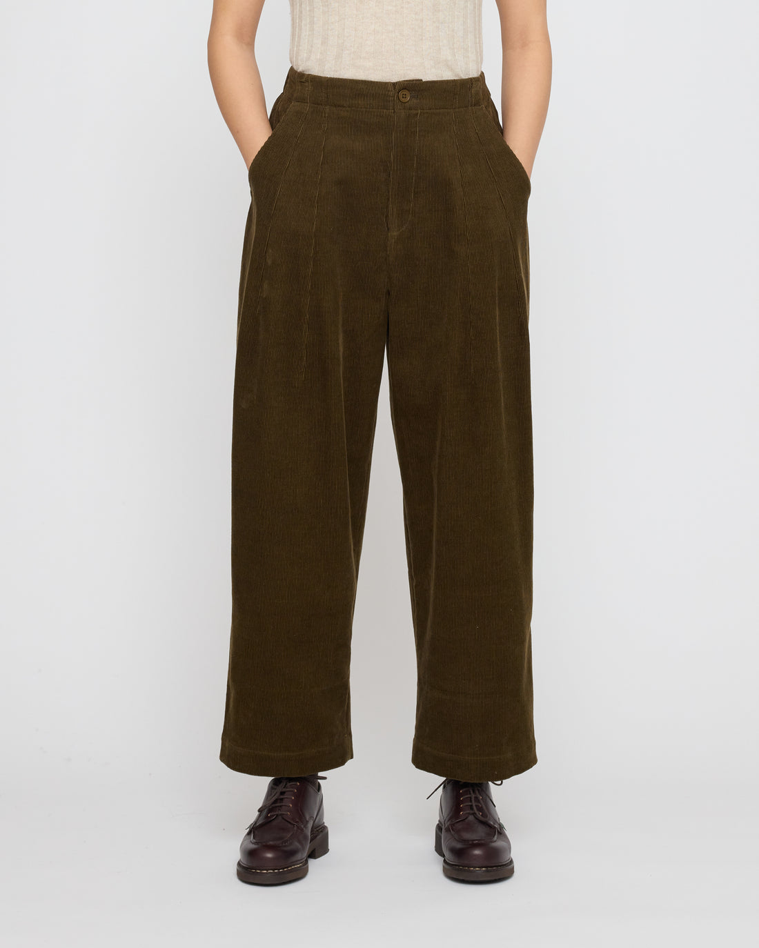 Pleated Trouser - Corduroy Edition - FW26 - Olive Corduroy