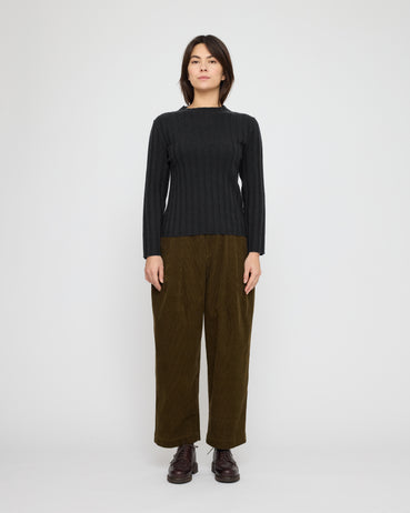 Mock Neck Ribbed Long Sleeves - FW26 - Charcoal
