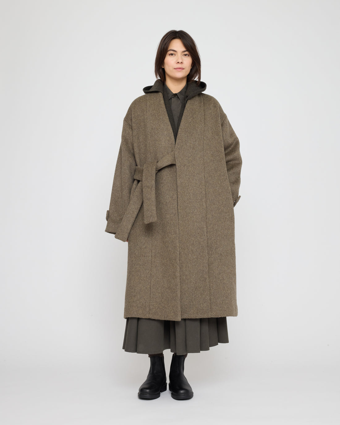 Wrap Wool Coat - FW26 - Sage Brown