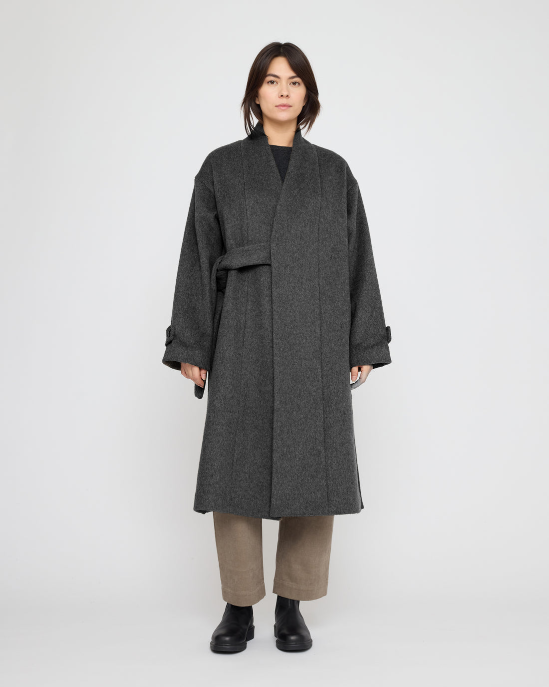 Wrap Wool Coat - FW26 - Charcoal Gray