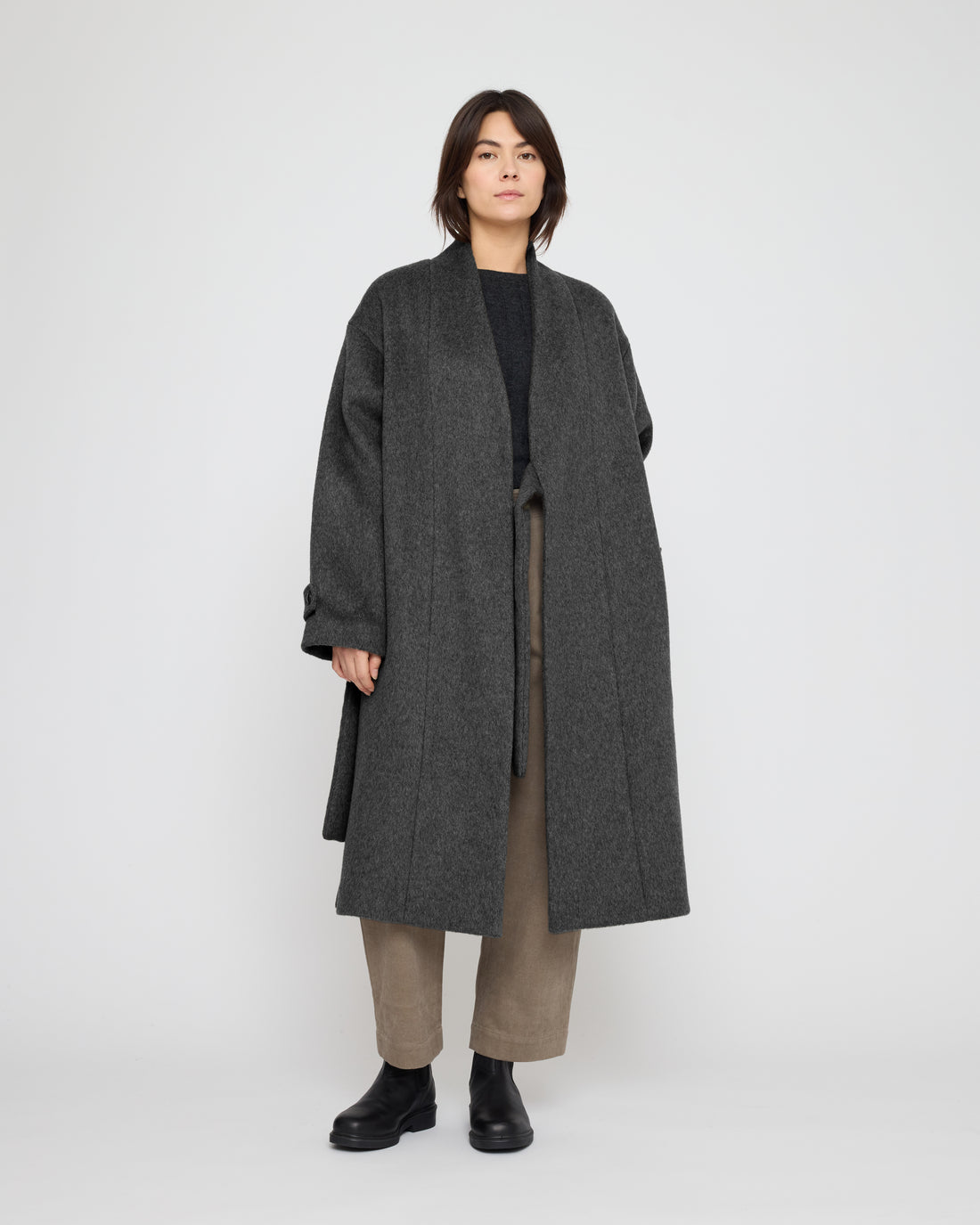 Wrap Wool Coat - FW26 - Charcoal Gray