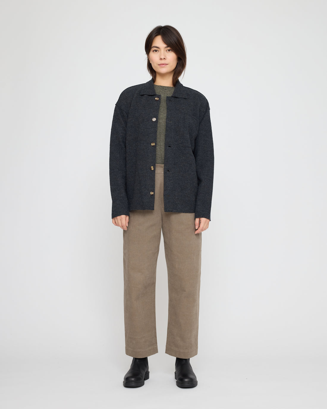 Signature Boiled Wool Shirt - Charcoal