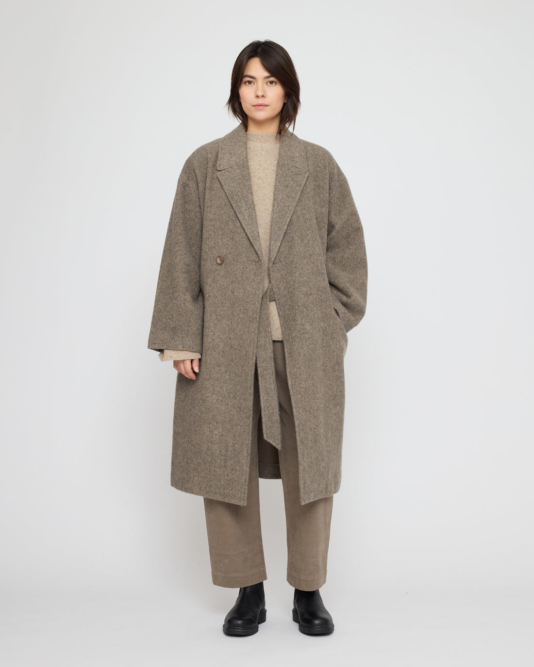 Blazer Wrap Coat - FW26 - Herringbone Taupe