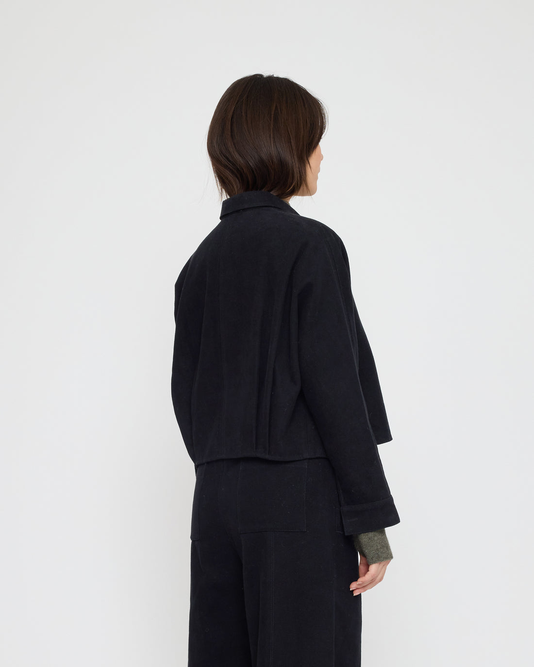 Signature 3/4 Cropped Shirt Jacket - Brushed Canvas Edition - Black