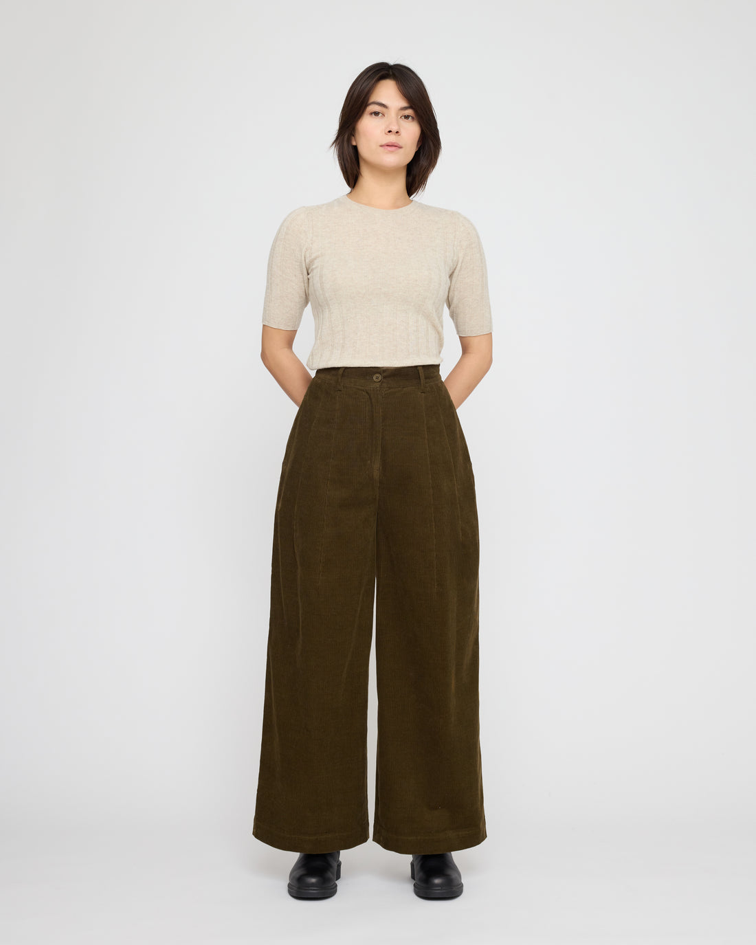 Ribbed Short Sleeves - FW26 - Sand Beige