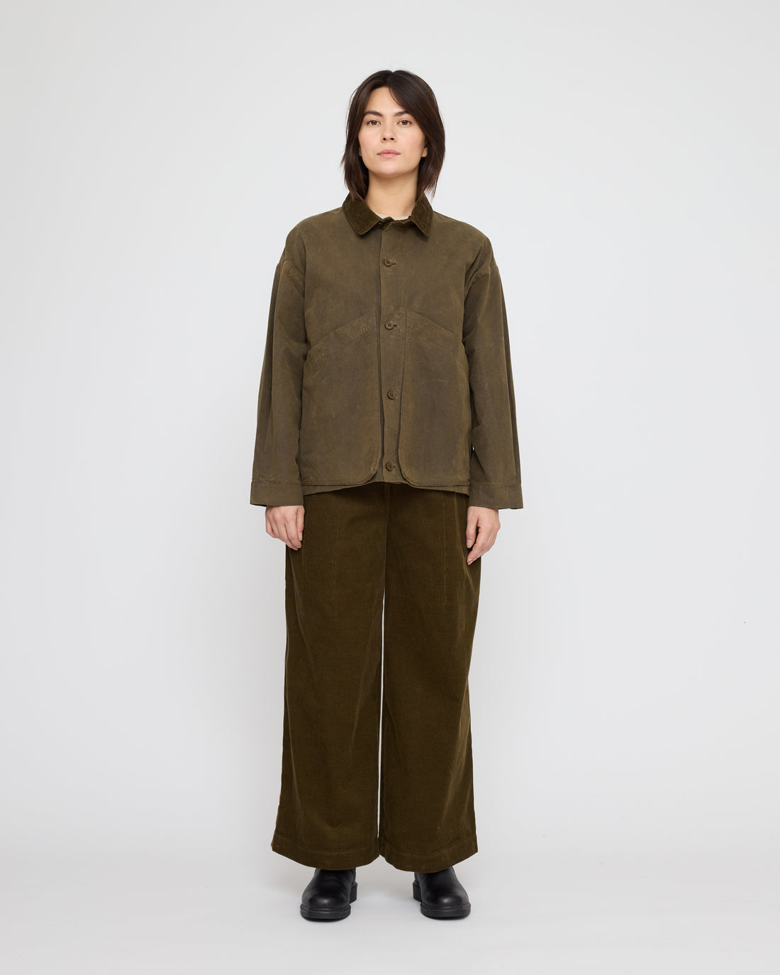 Panel Pockets Shirt Jacket - Waxed Edition - FW26 - Olive Brown