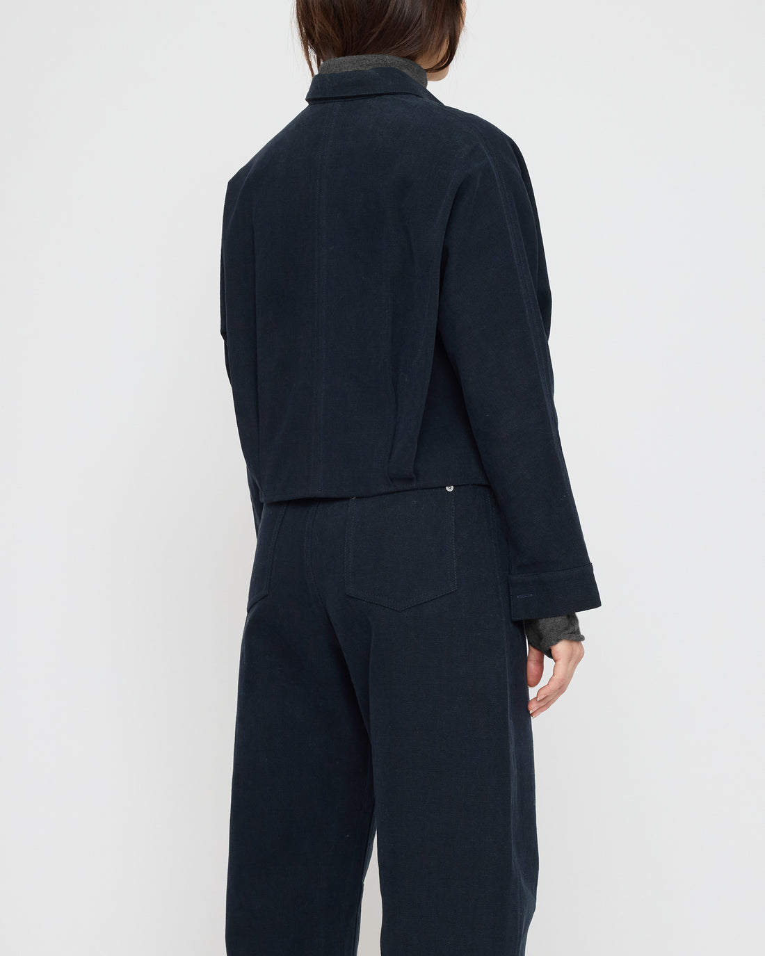 Signature 3/4 Cropped Shirt Jacket - Brushed Canvas Edition - Navy