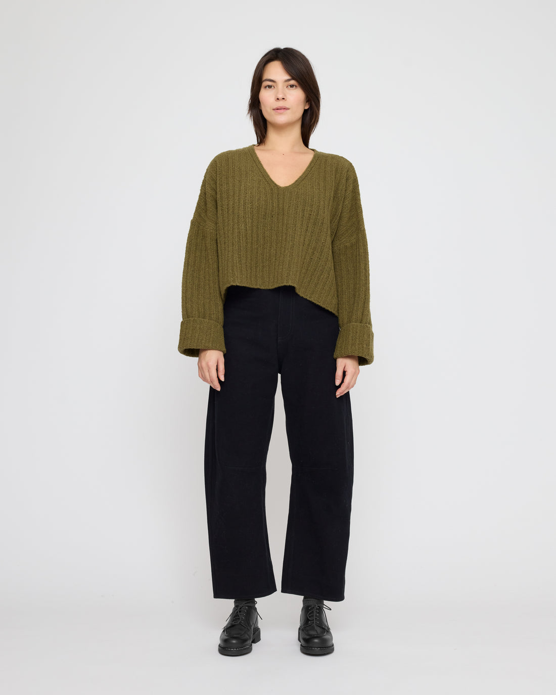 Oversized V-Neck Sweater - FW26 - Kelp Green