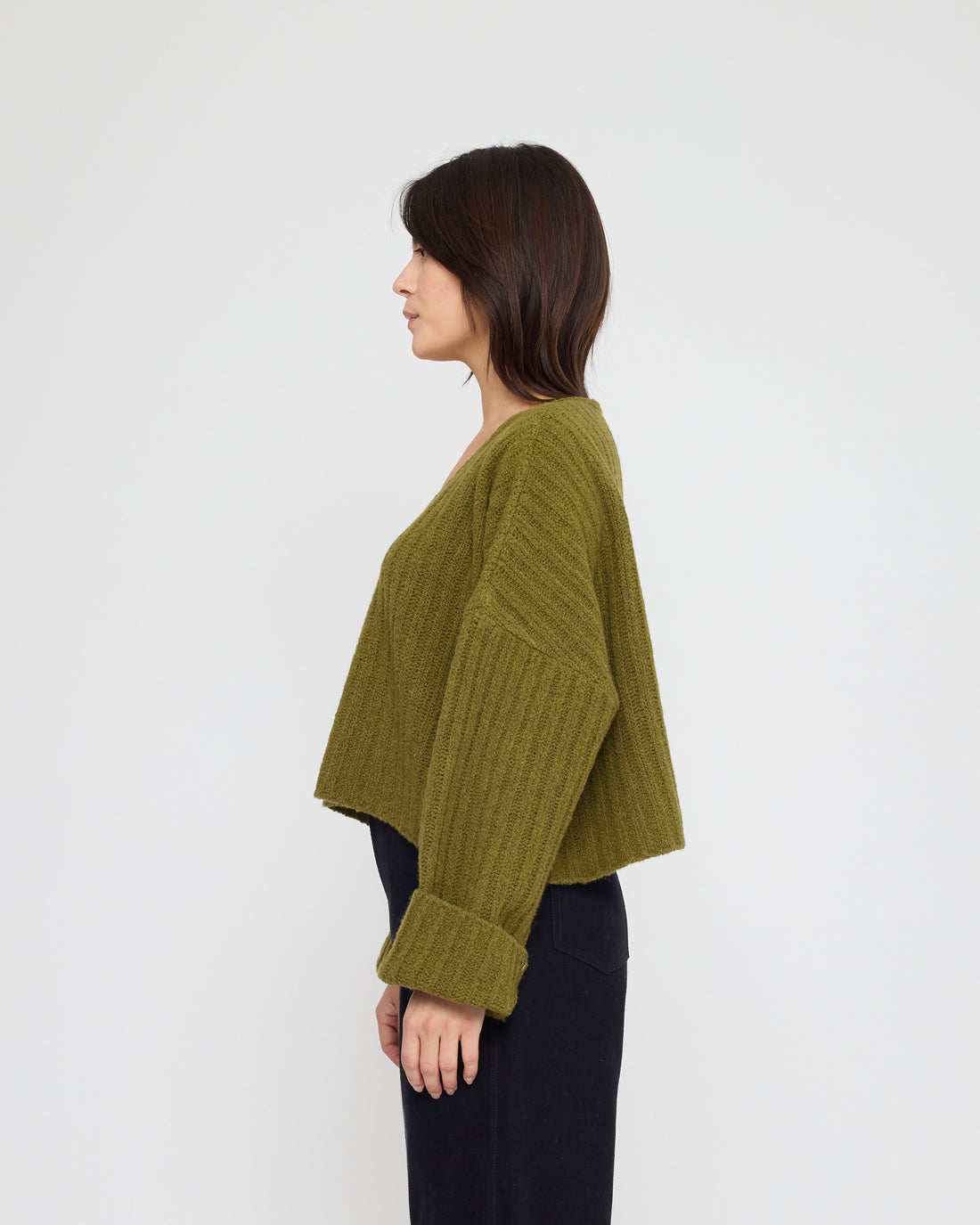 Oversized V-Neck Sweater - FW26 - Kelp Green