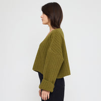 Oversized V-Neck Sweater - FW26 - Kelp Green