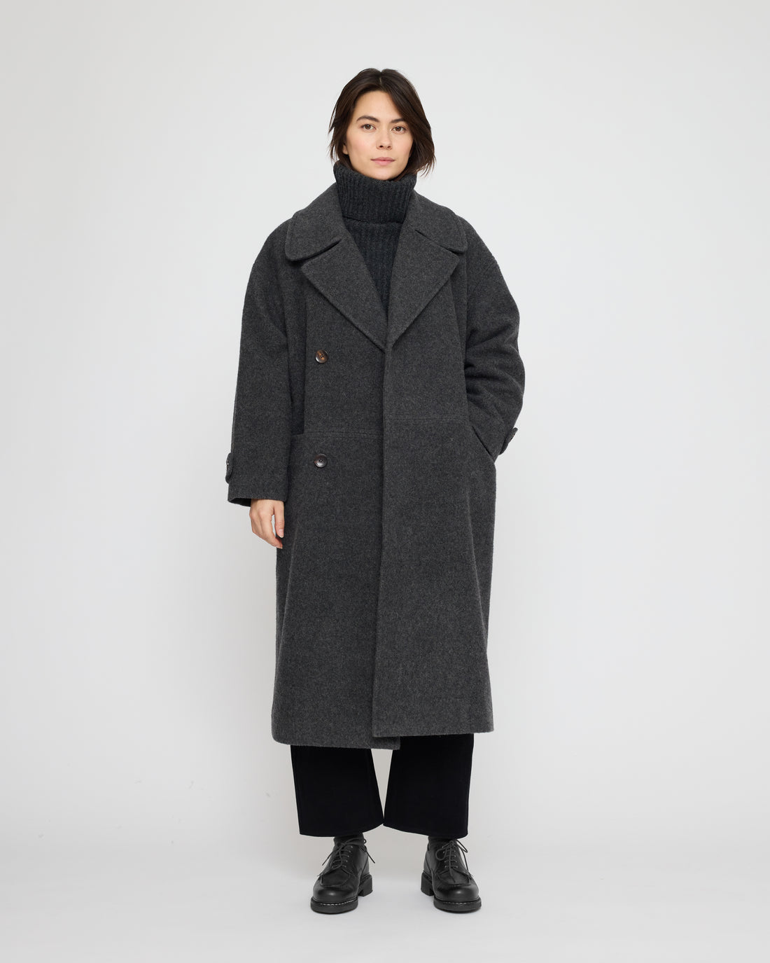 Double Breasted Wool Coat - FW26 - Charcoal Gray